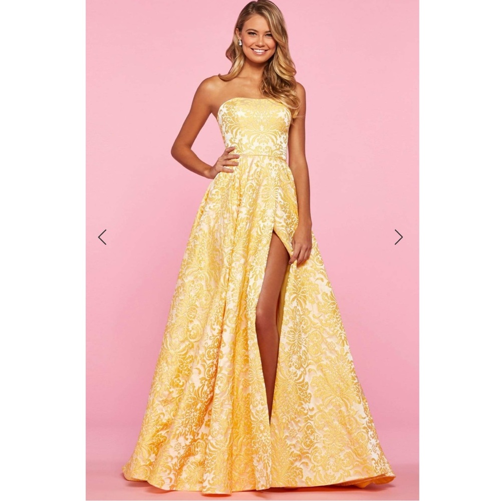 Yellow Corset Ball Gown with Slit